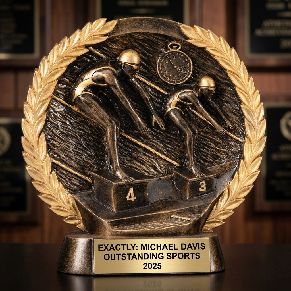Swimming Trophy | Personalized Sports Award | Custom Engraved | Female Swimmer | Team Gift | Achievement Recognition - View 3
