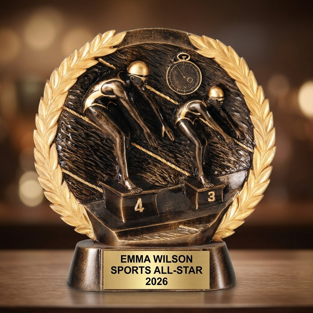 Swimming Trophy | Personalized Sports Award | Custom Engraved | Female Swimmer | Team Gift | Achievement Recognition - View 4