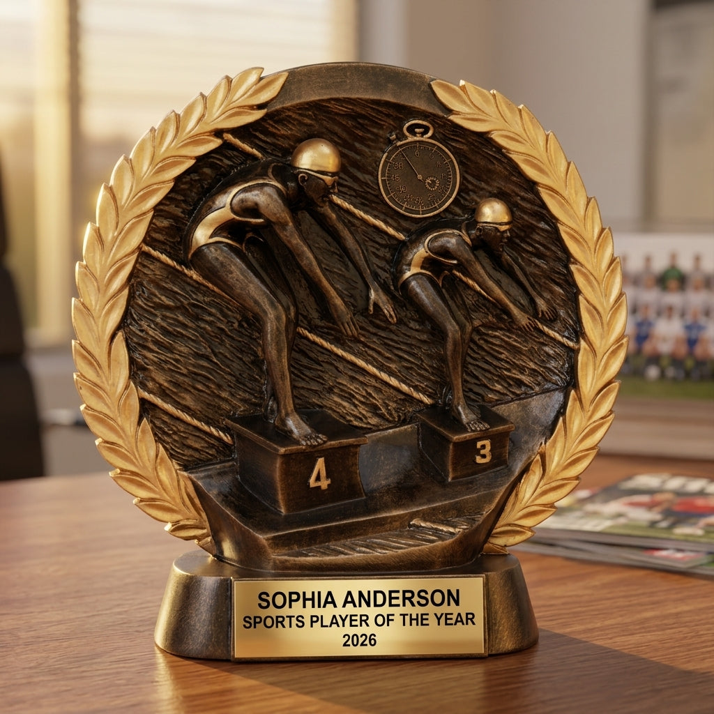 Swimming Trophy | Personalized Sports Award | Custom Engraved | Female Swimmer | Team Gift | Achievement Recognition - View 5