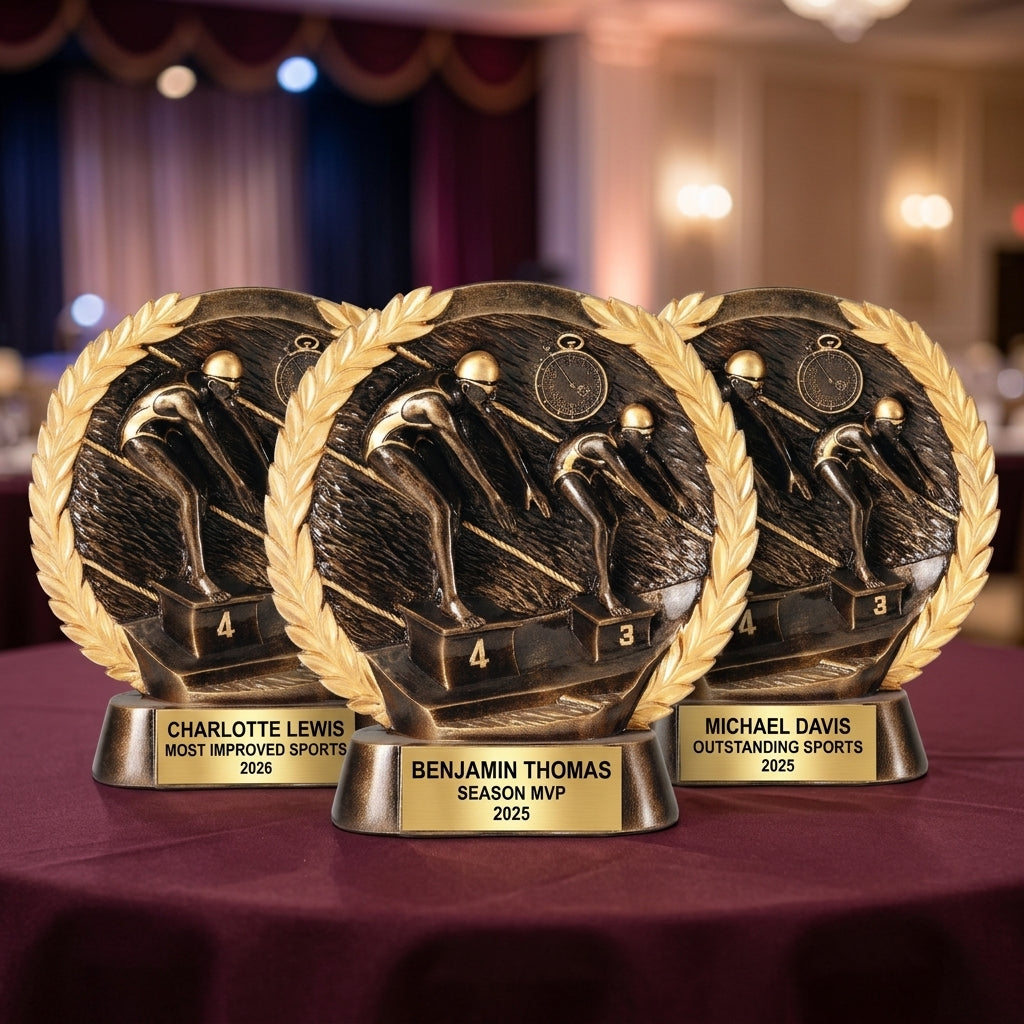 Swimming Trophy | Personalized Sports Award | Custom Engraved | Female Swimmer | Team Gift | Achievement Recognition - View 6