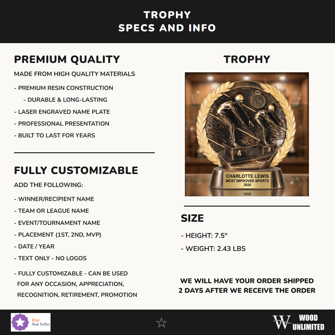 Sports Resin Figure Trophy 7.5"