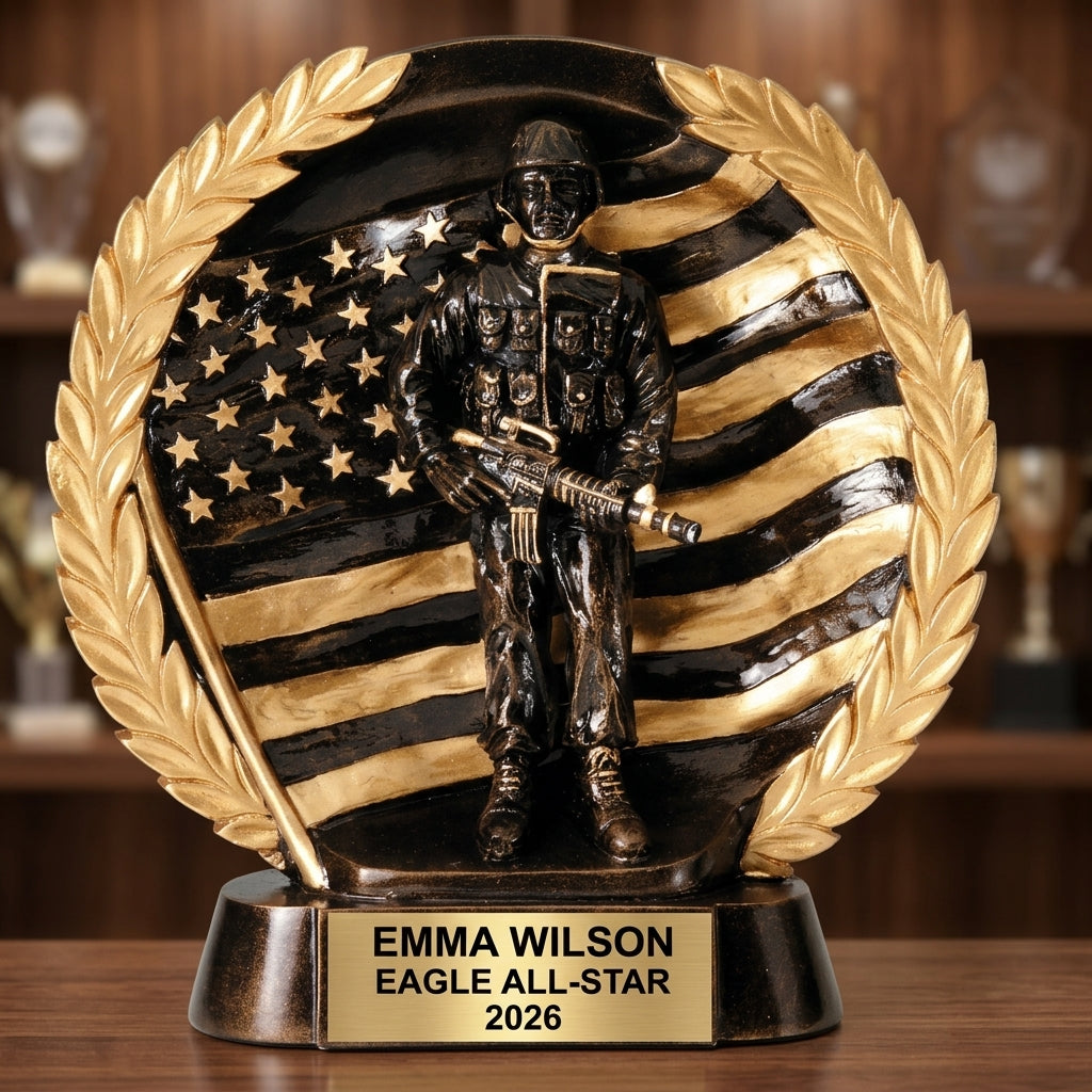 Personalized | Military Award | Custom Engraved | Veteran Trophy | Soldier Gift | Patriotic Award | Engraved Trophy | Custom Military - View 1