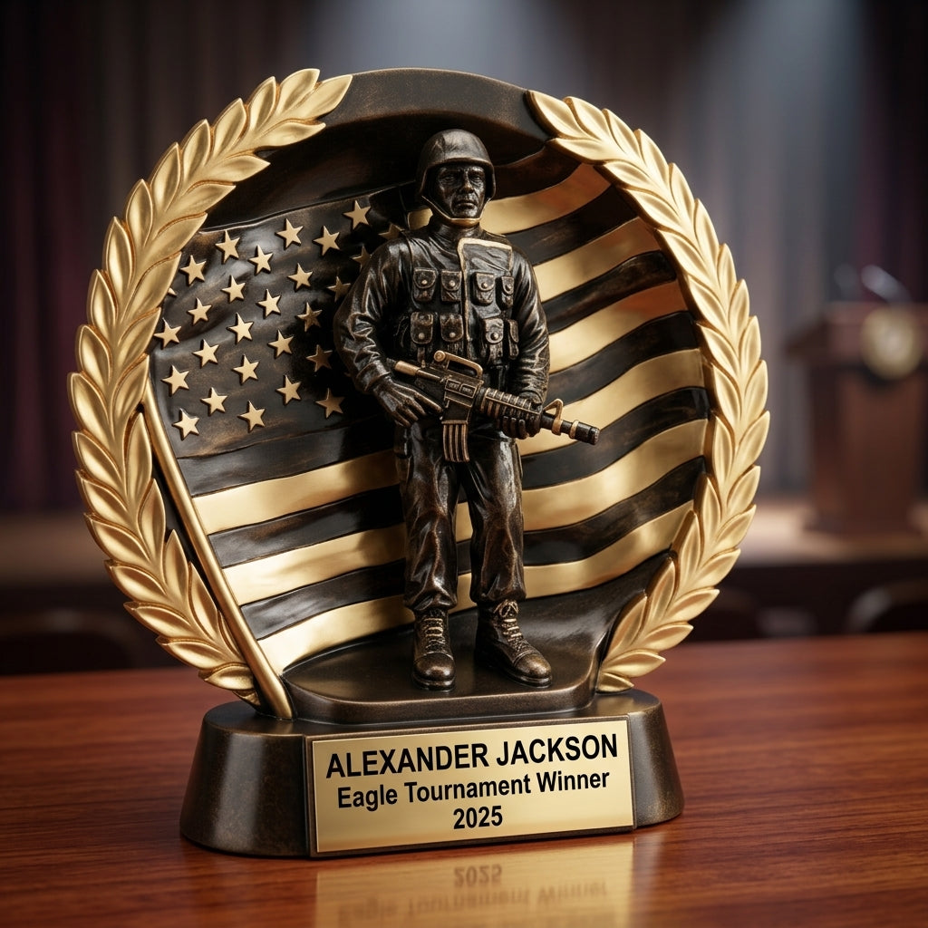 Personalized | Military Award | Custom Engraved | Veteran Trophy | Soldier Gift | Patriotic Award | Engraved Trophy | Custom Military - View 2