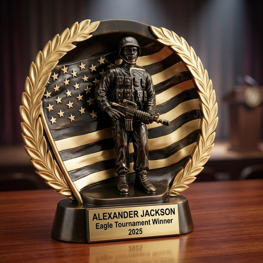 Personalized | Military Award | Custom Engraved | Veteran Trophy | Soldier Gift | Patriotic Award | Engraved Trophy | Custom Military - View 2