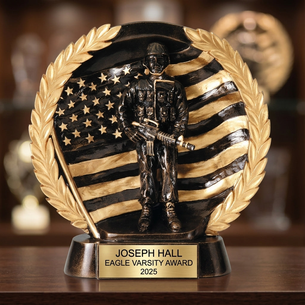 Personalized | Military Award | Custom Engraved | Veteran Trophy | Soldier Gift | Patriotic Award | Engraved Trophy | Custom Military - View 4