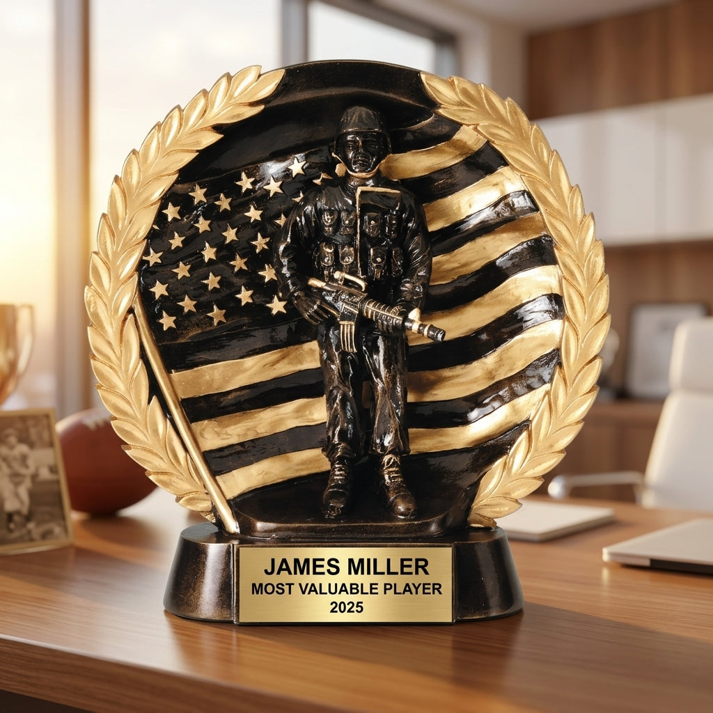 Personalized | Military Award | Custom Engraved | Veteran Trophy | Soldier Gift | Patriotic Award | Engraved Trophy | Custom Military - View 5