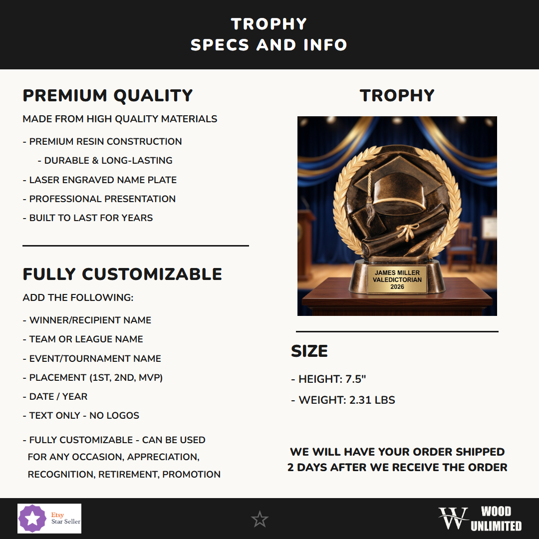 Graduation Resin Figure Trophy 7.5"