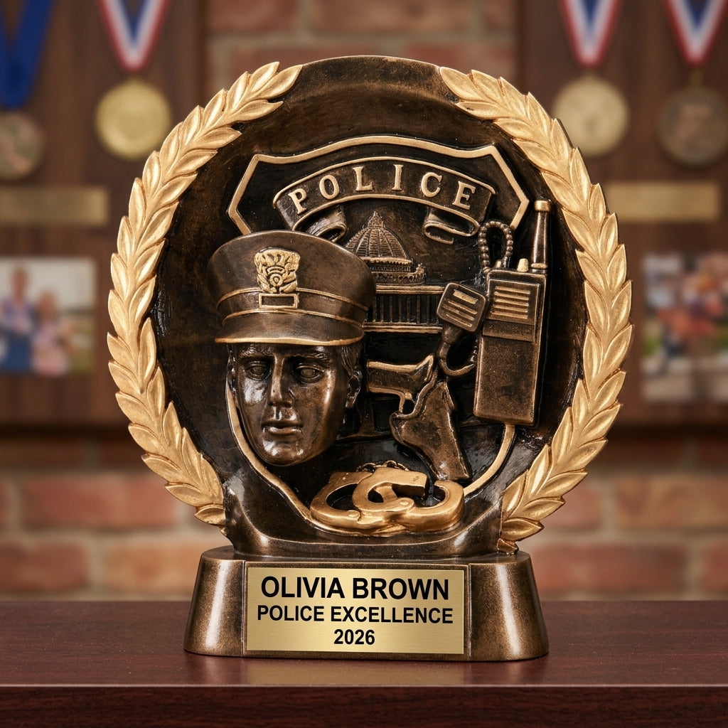 Police Award Trophy | Personalized | Custom Engraved | Officer Appreciation | Retirement Gift | Graduation Gift - View 3