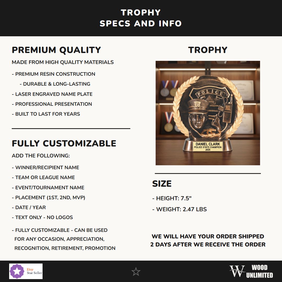 Police Resin Figure Trophy 7"