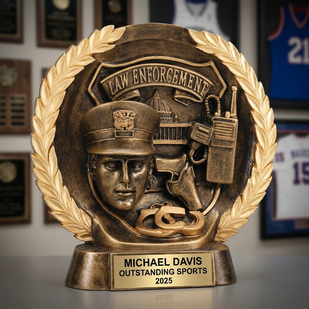 Personalized | Law Enforcement Award | Custom Engraved | Police Officer | Custom Trophy | Engraved Award | Retirement Gift - View 3