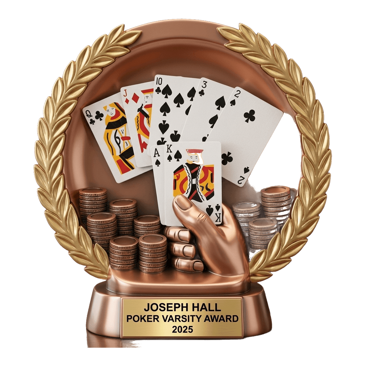 Personalized Poker Trophy, Custom Engraved Tournament Award, Card Game Night Champion Gift