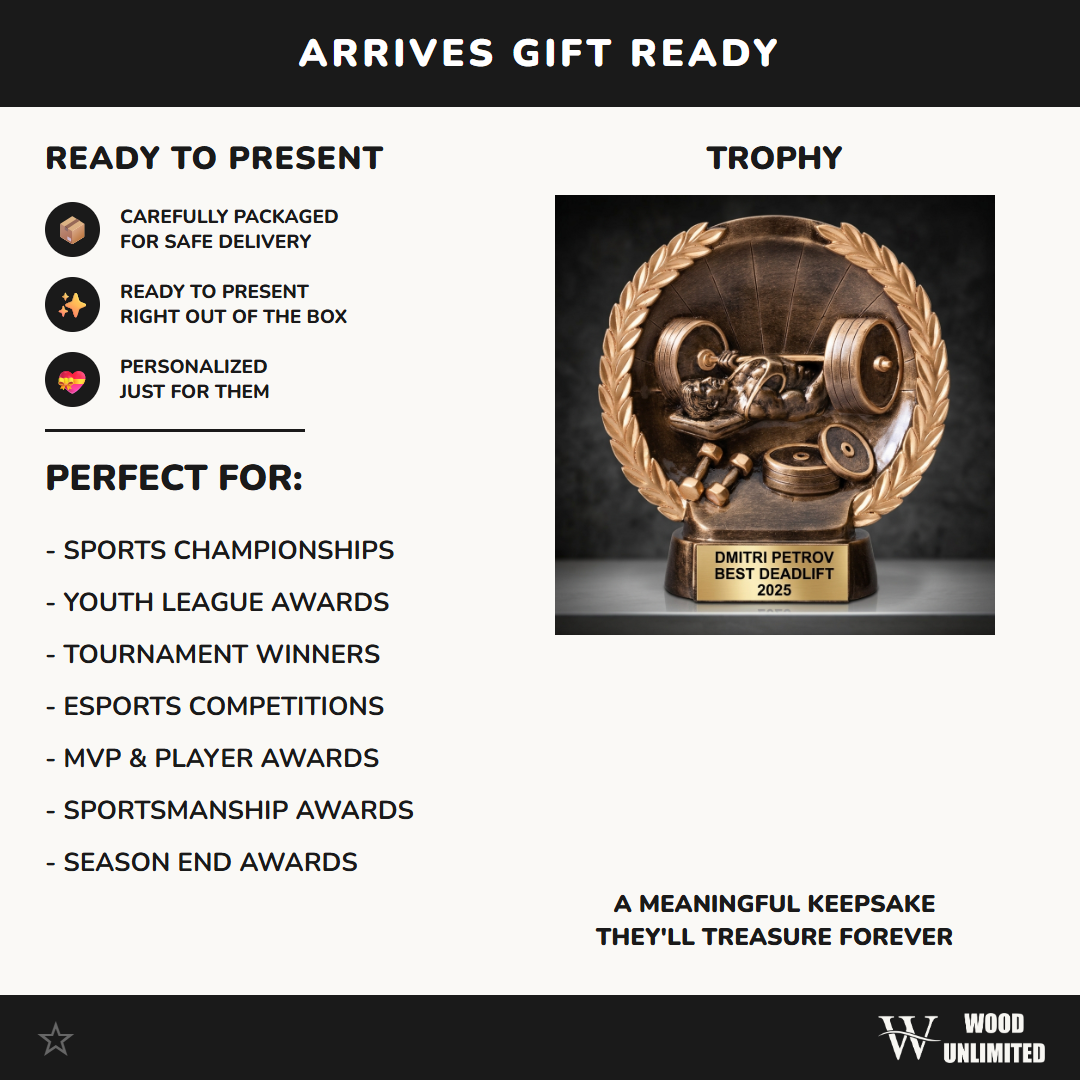 Personalized | Weightlifting Award | Custom Engraved | Weightlifting Trophy | Bench Press Award | Bodybuilding Gift | Powerlifting Trophy