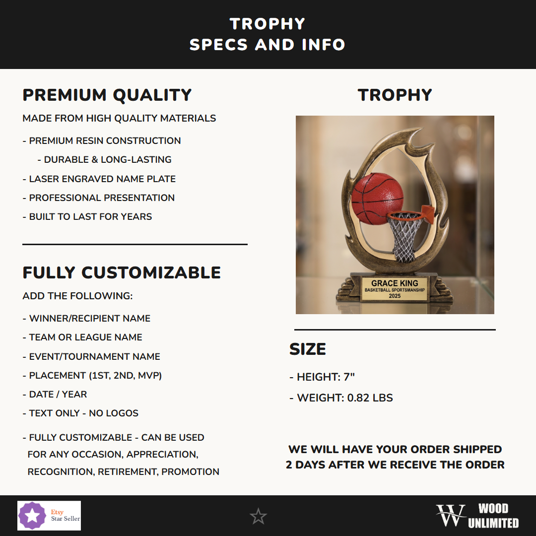 Basketball Resin Figure Trophy 7"
