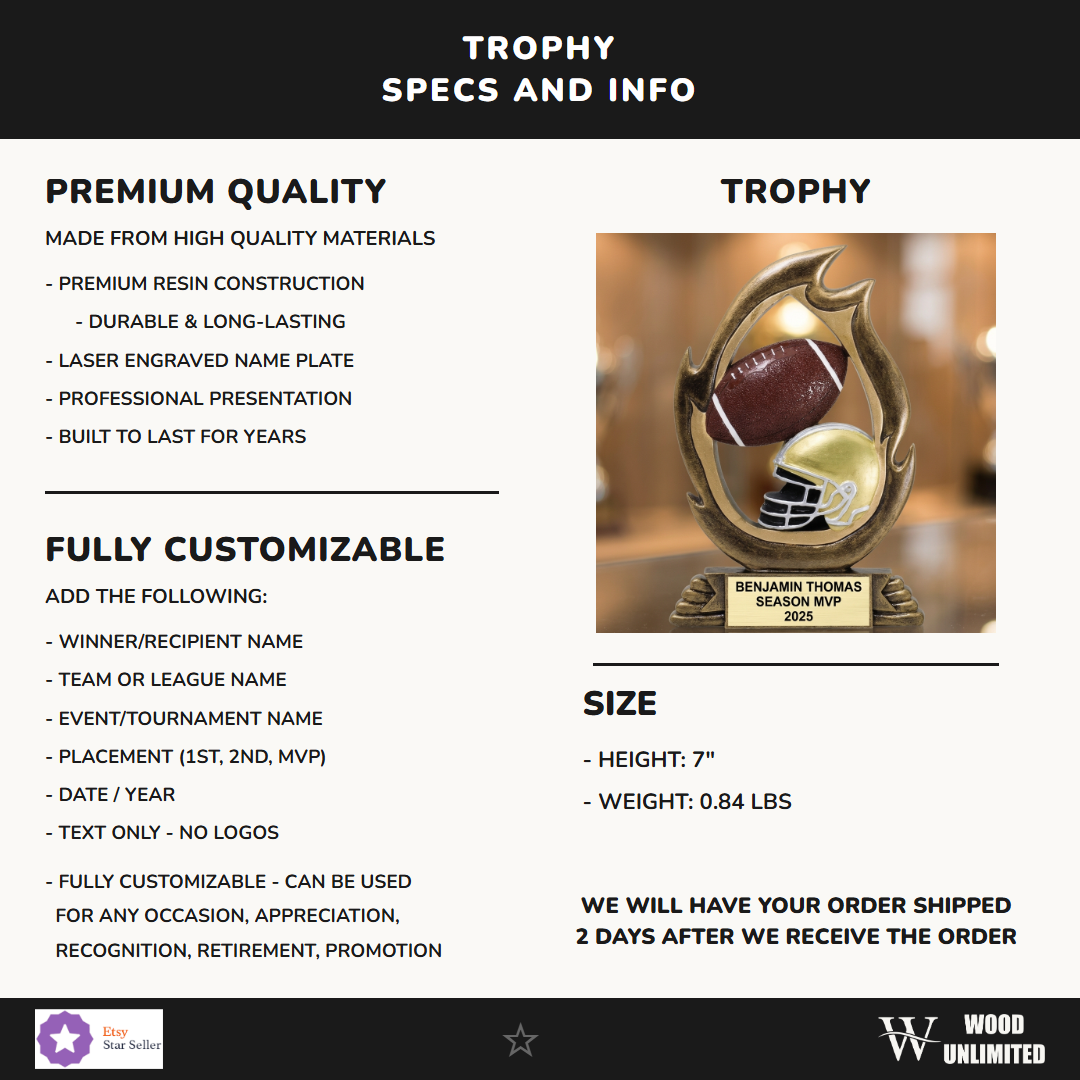 Football Resin Figure Trophy 7"