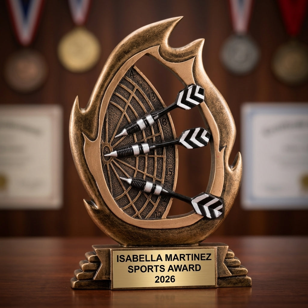 Sports Award Trophy | Personalized Dart Trophy | Custom Engraved | Dart Tournament Award | Dart Team Gift - View 3