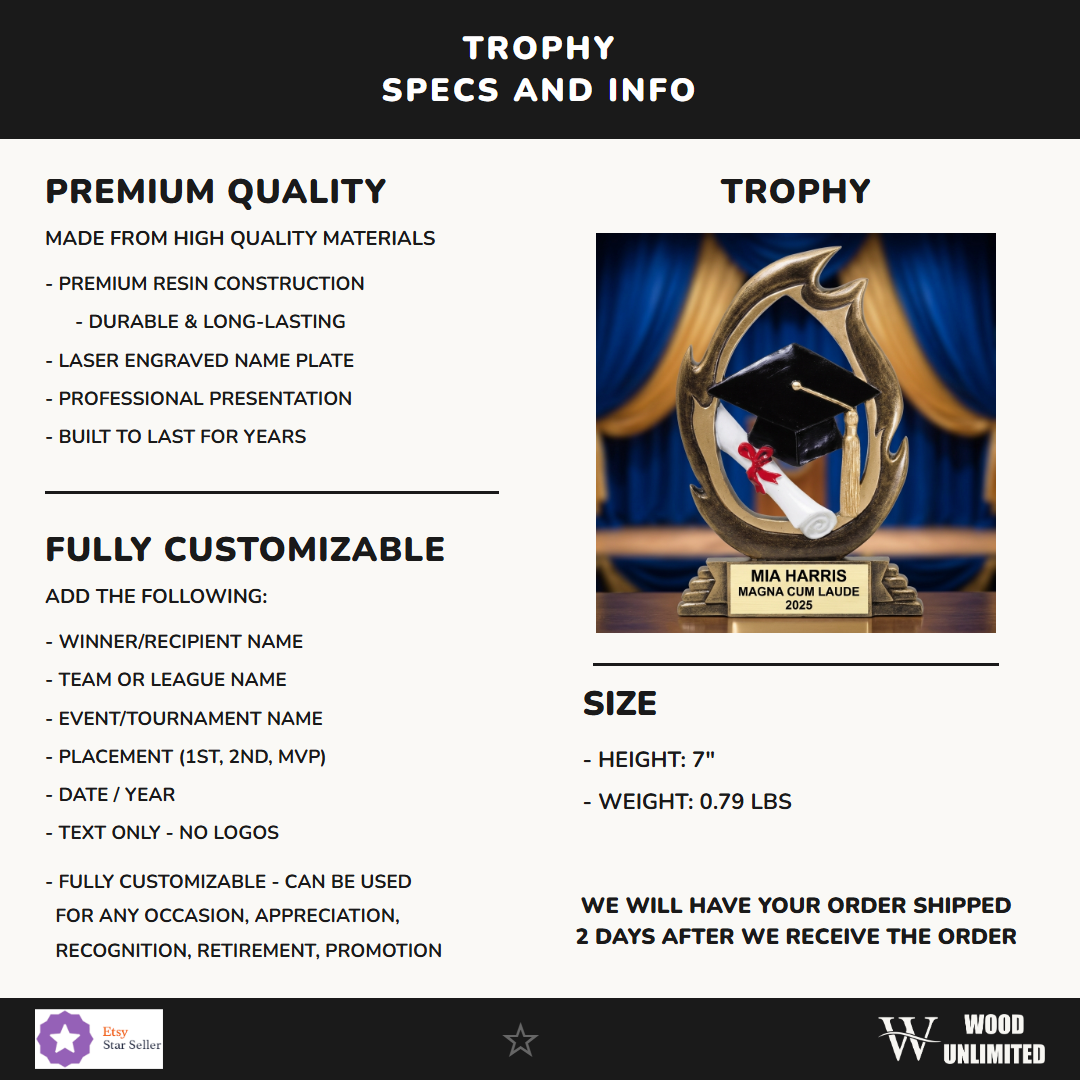 Graduation Resin Figure Trophy 7"