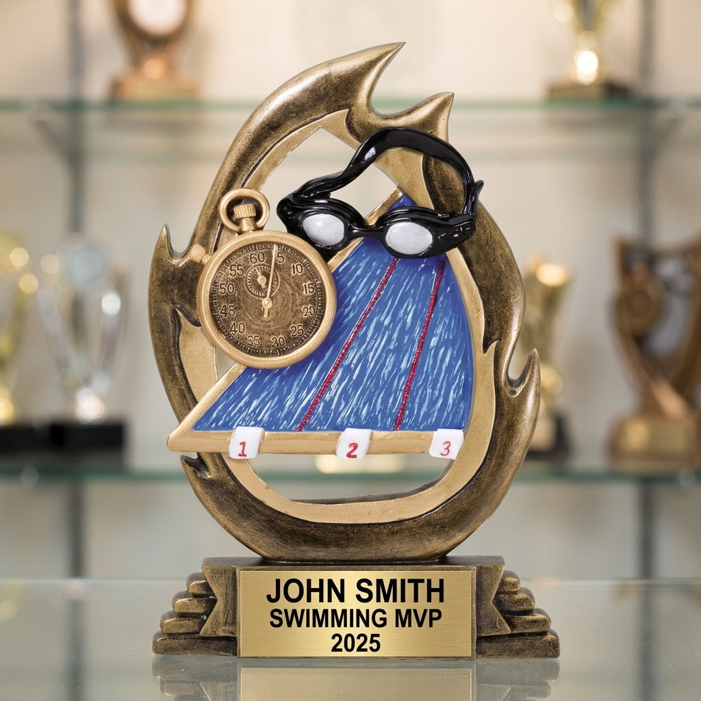 Swimming Trophy Award | Personalized | Custom Engraved | Swim Team Gift | Champion Award | Swimming Medal Alternative | End of Season Trophy - View 1