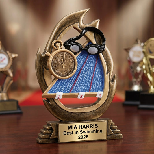 Swimming Trophy Award | Personalized | Custom Engraved | Swim Team Gift | Champion Award | Swimming Medal Alternative | End of Season Trophy - View 2