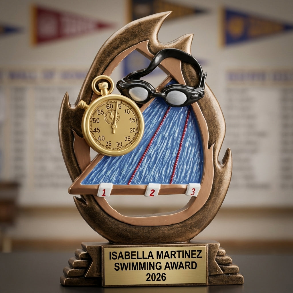 Swimming Trophy Award | Personalized | Custom Engraved | Swim Team Gift | Champion Award | Swimming Medal Alternative | End of Season Trophy - View 3