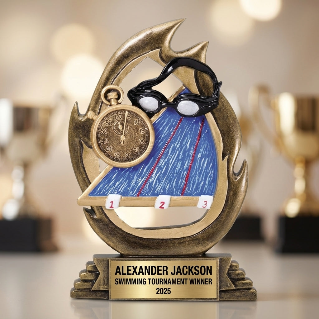 Swimming Trophy Award | Personalized | Custom Engraved | Swim Team Gift | Champion Award | Swimming Medal Alternative | End of Season Trophy - View 4