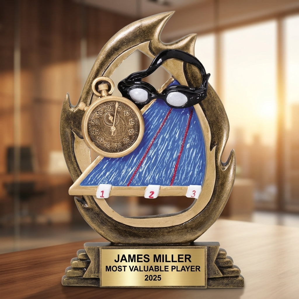 Swimming Trophy Award | Personalized | Custom Engraved | Swim Team Gift | Champion Award | Swimming Medal Alternative | End of Season Trophy - View 5