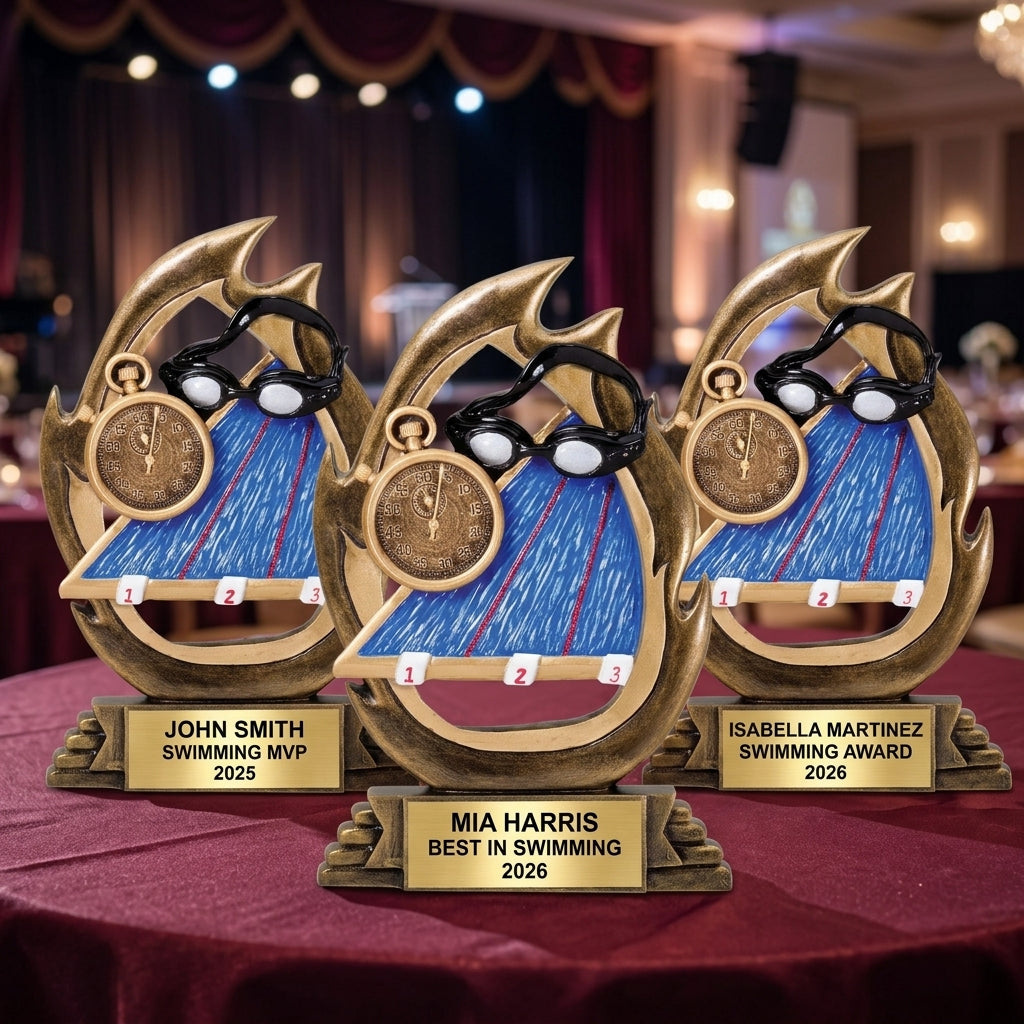 Swimming Trophy Award | Personalized | Custom Engraved | Swim Team Gift | Champion Award | Swimming Medal Alternative | End of Season Trophy - View 6