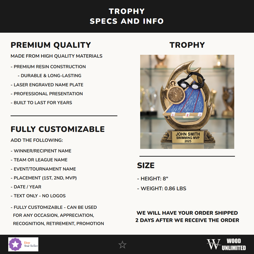 Swimming Resin Figure Trophy 8"