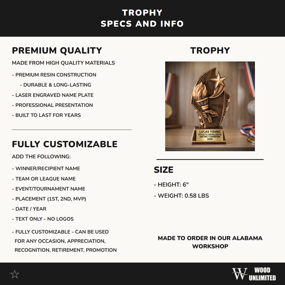 Personalized | Athletic Excellence Award | Custom Engraved | Personalized Trophy | Engraved Award | Achievement Trophy | Sports Award