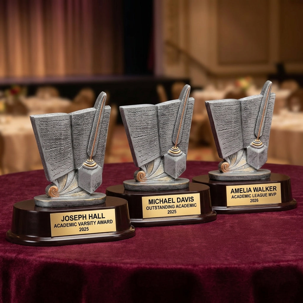 Personalized | Academic Award | Custom Engraved | Scholar | Writing | Book | Quill | Student | Teacher | Award | Trophy | Engraved - View 6