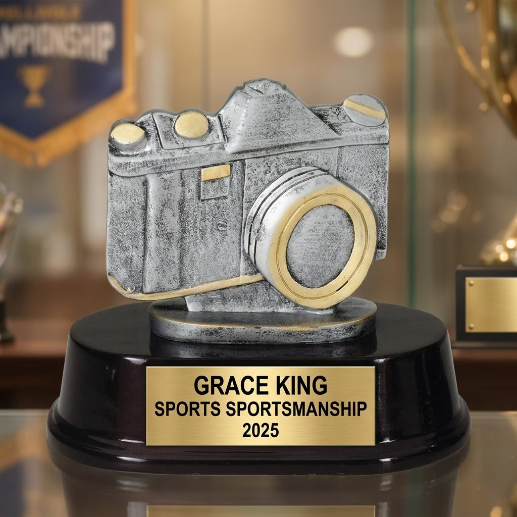 Sports Trophy Award | Personalized Camera Award | Custom Engraved | Team Award | Photo Award | Achievement Trophy - View 1
