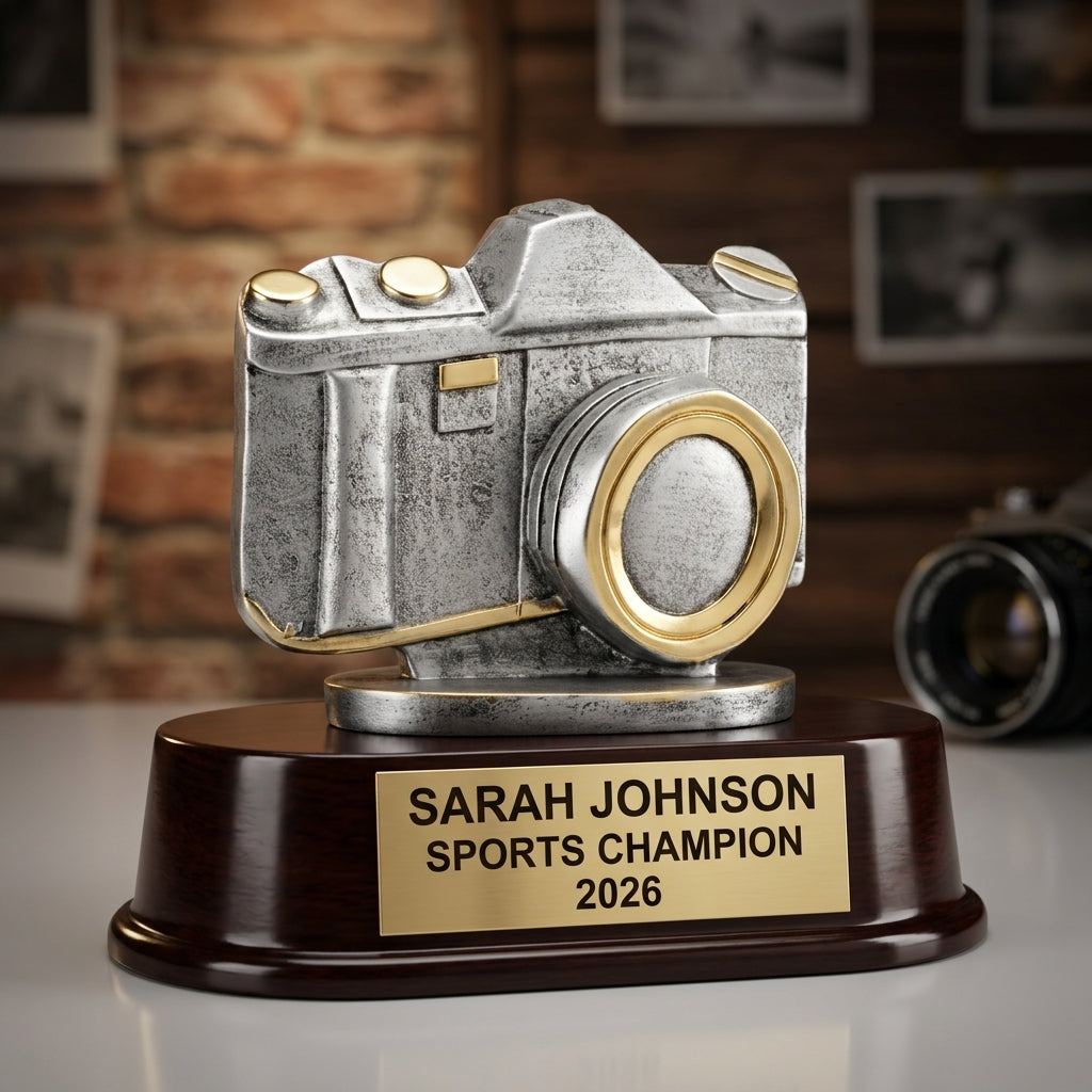 Sports Trophy Award | Personalized Camera Award | Custom Engraved | Team Award | Photo Award | Achievement Trophy - View 3