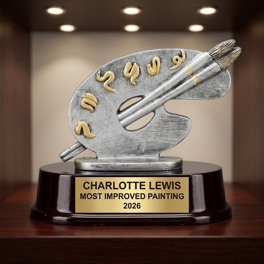 Personalized Artist Pallet Award - custom laser engraved - view 1