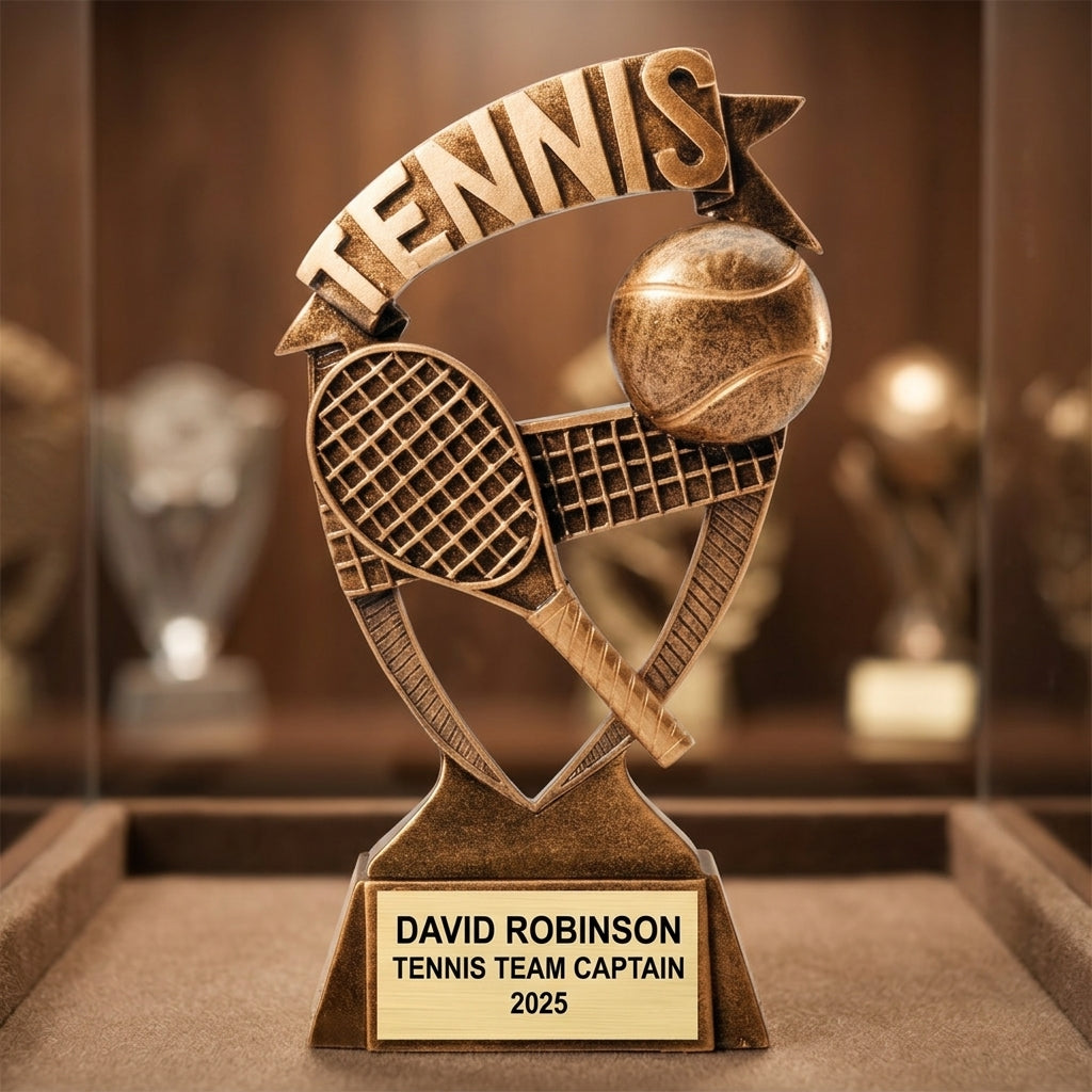 Personalized | Tennis Award | Custom Engraved | Tennis Trophy | Personalized Award | Team Captain | MVP | Coach Gift | Youth Tennis - View 1