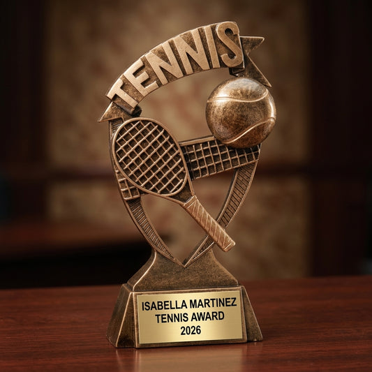 Personalized | Tennis Award | Custom Engraved | Tennis Trophy | Personalized Award | Team Captain | MVP | Coach Gift | Youth Tennis - View 2