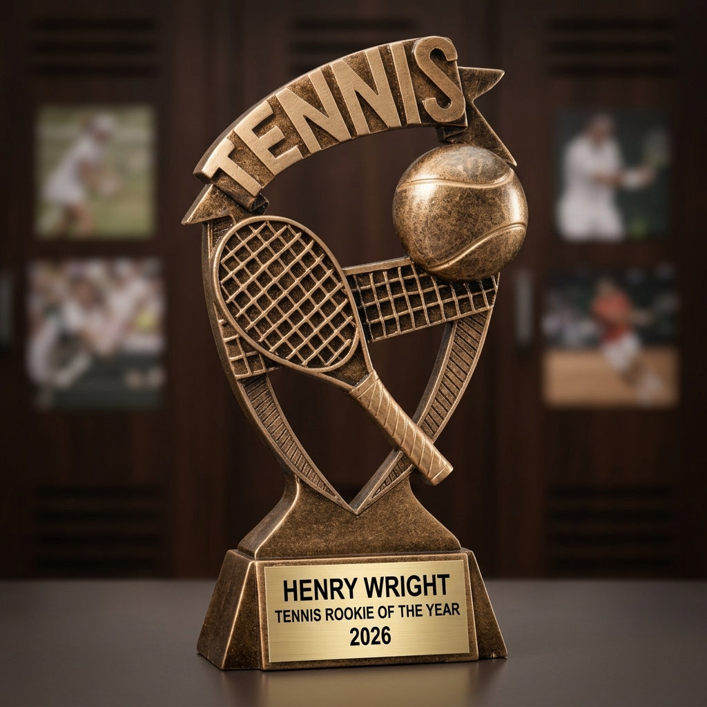 Personalized | Tennis Award | Custom Engraved | Tennis Trophy | Personalized Award | Team Captain | MVP | Coach Gift | Youth Tennis - View 3