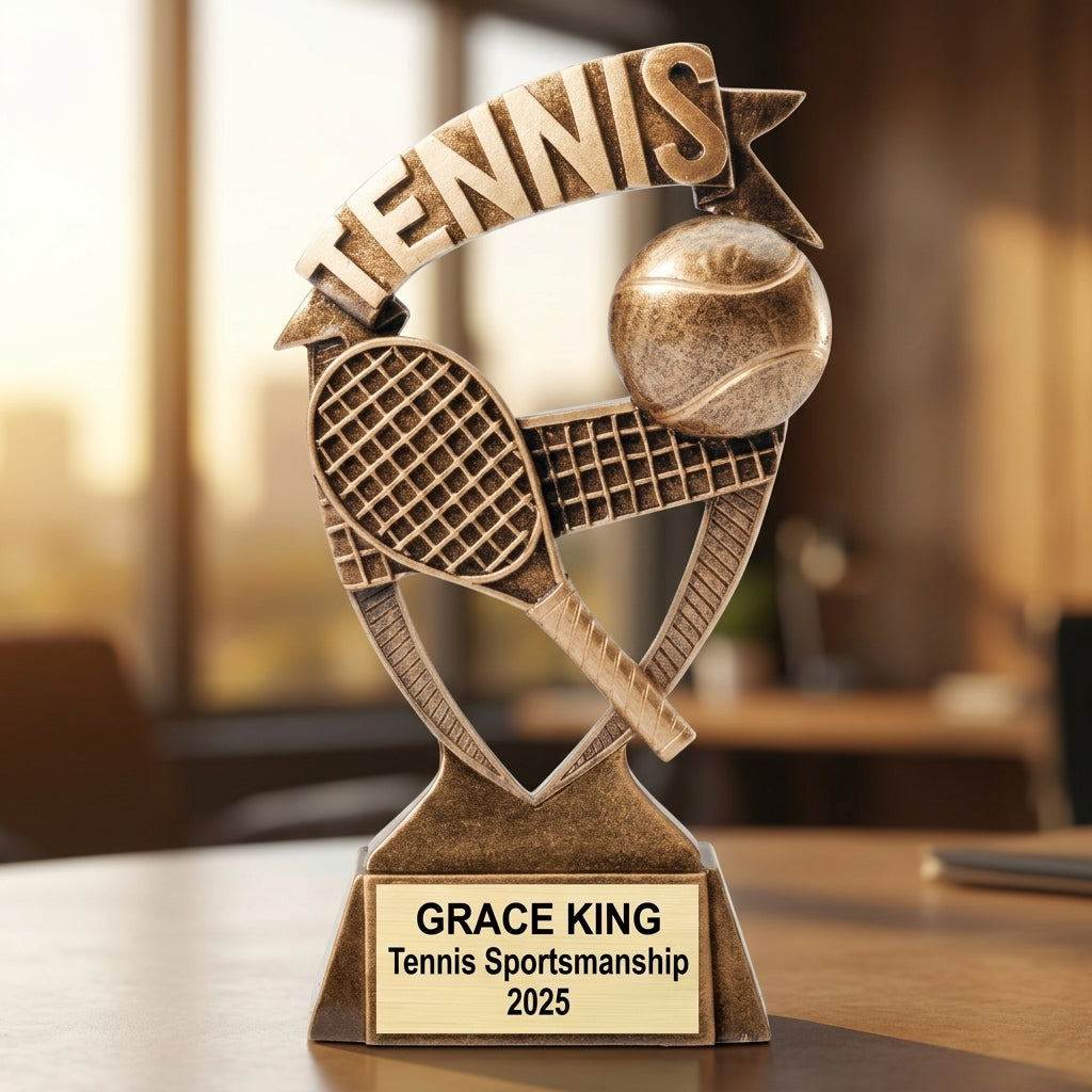 Personalized | Tennis Award | Custom Engraved | Tennis Trophy | Personalized Award | Team Captain | MVP | Coach Gift | Youth Tennis - View 5