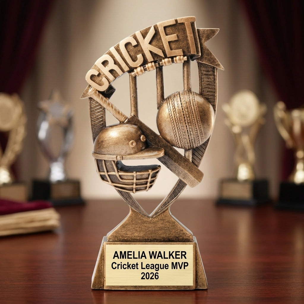 Personalized | Cricket Award | Custom Engraved | Cricket Trophy | Personalized Award | Engraved Cricket | Custom Team | Youth League - View 2