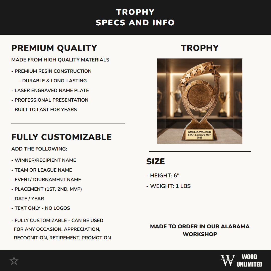 Personalized | Star Award | Custom Engraved | Personalized Trophy | Engraved Award | Star Recognition | Achievement Trophy | Custom Award