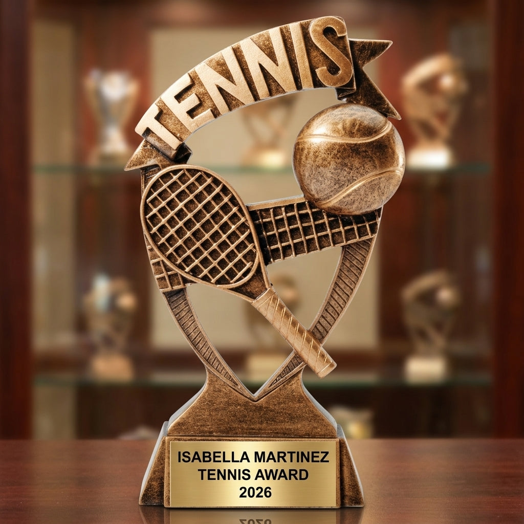 Personalized | Tennis Award | Custom Engraved | Tennis Trophy | Personalized Award | Youth Tennis | Team Coach | Championship | MVP Award - View 1
