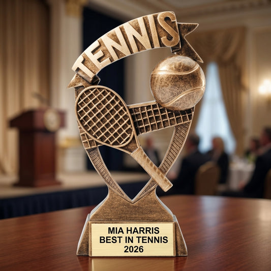 Personalized | Tennis Award | Custom Engraved | Tennis Trophy | Personalized Award | Youth Tennis | Team Coach | Championship | MVP Award - View 2