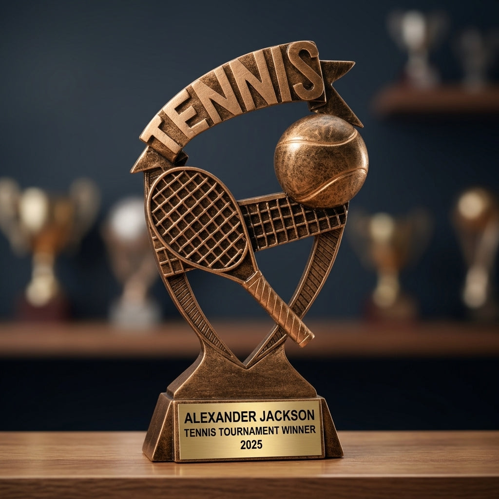 Personalized | Tennis Award | Custom Engraved | Tennis Trophy | Personalized Award | Youth Tennis | Team Coach | Championship | MVP Award - View 3