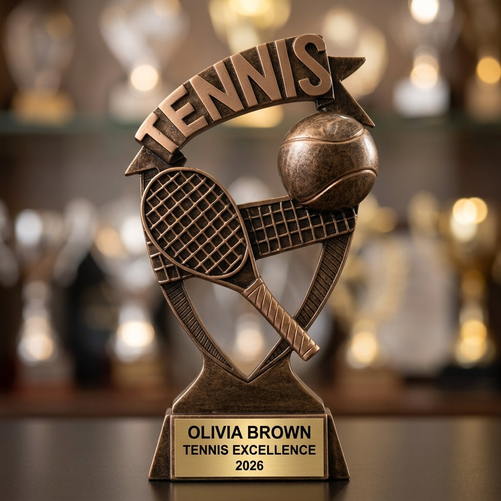 Personalized | Tennis Award | Custom Engraved | Tennis Trophy | Personalized Award | Youth Tennis | Team Coach | Championship | MVP Award - View 4