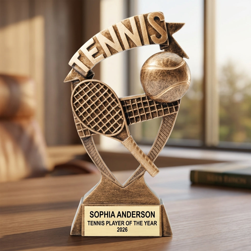 Personalized | Tennis Award | Custom Engraved | Tennis Trophy | Personalized Award | Youth Tennis | Team Coach | Championship | MVP Award - View 5