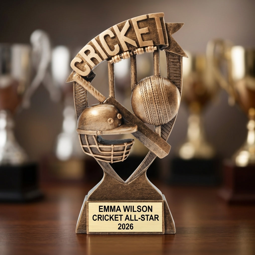Personalized | Cricket Award | Custom Engraved | Cricket Trophy | Personalized Cricket Award | Engraved Cricket | MVP Trophy - View 4