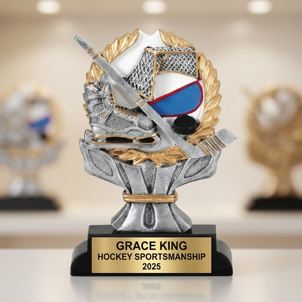 Hockey Award Trophy | Personalized Hockey Gift | Custom Engraved Name Plate | Hockey Player Award | Team Awards - View 4