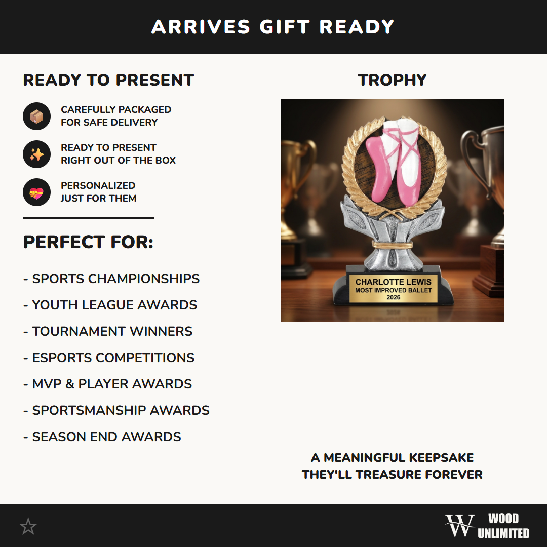 Dance Award Trophy | Personalized Ballerina | Custom Engraved | Dance Recital Gift | Ballet | Wood Unlimited