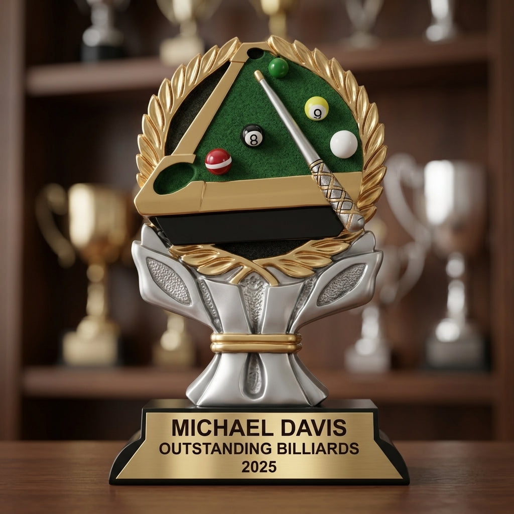 Billiards Award Trophy | Personalized Billiards Gift | Custom Engraved Billiards Trophy | Pool Player Award | Billiards Tournament - View 4