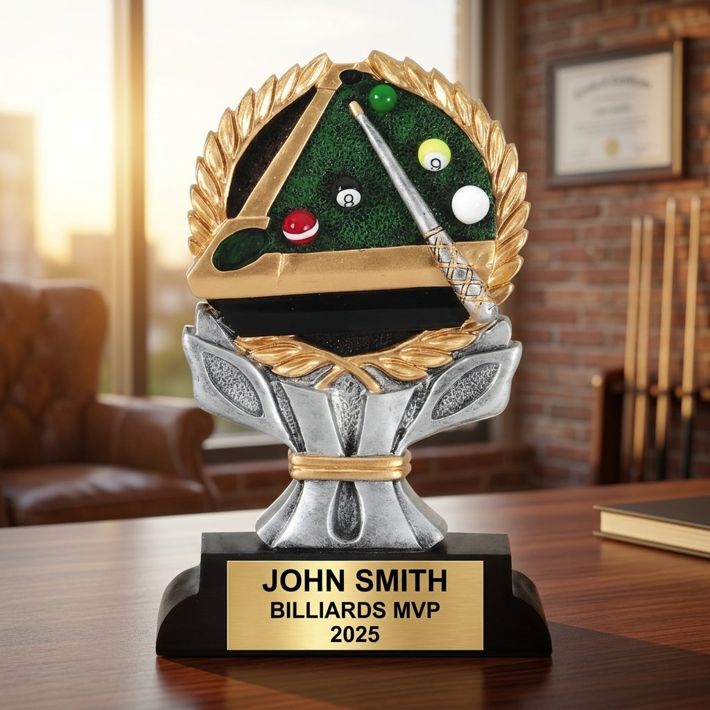 Billiards Award Trophy | Personalized Billiards Gift | Custom Engraved Billiards Trophy | Pool Player Award | Billiards Tournament - View 5