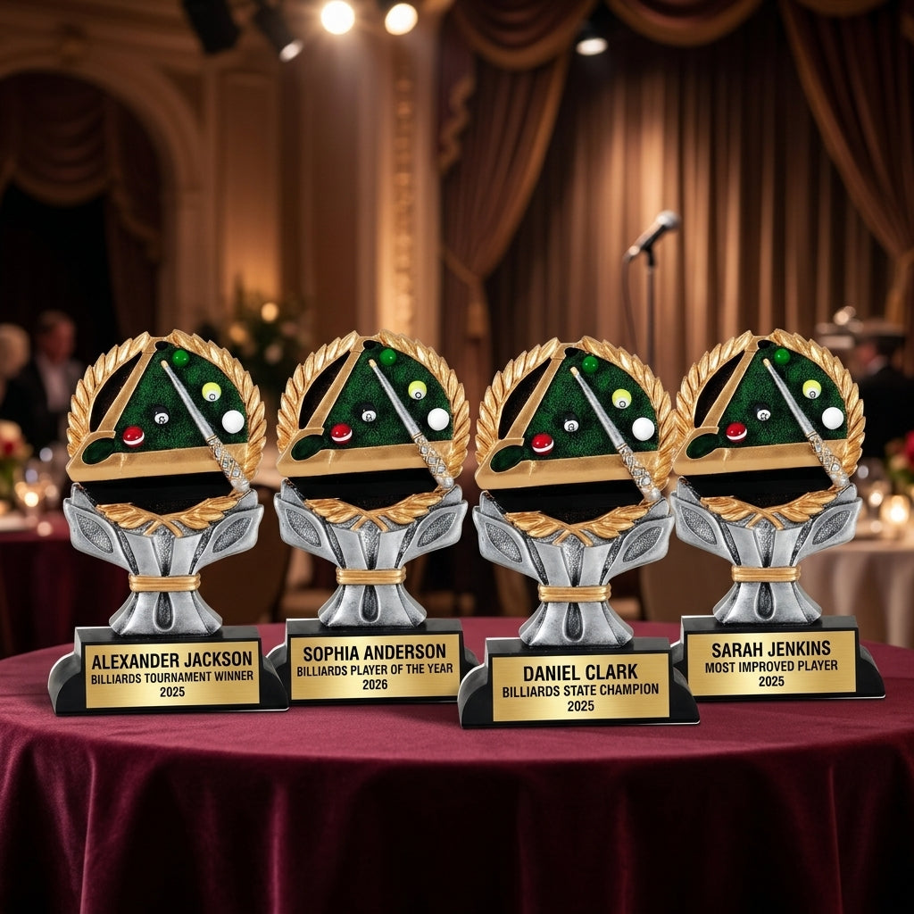 Billiards Award Trophy | Personalized Billiards Gift | Custom Engraved Billiards Trophy | Pool Player Award | Billiards Tournament - View 6