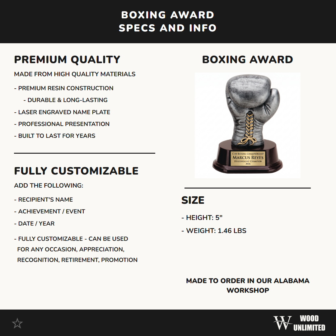 Boxing Trophy Award | Personalized | Custom Engraved | Boxing Glove Award | Personalized Gift for Boxer